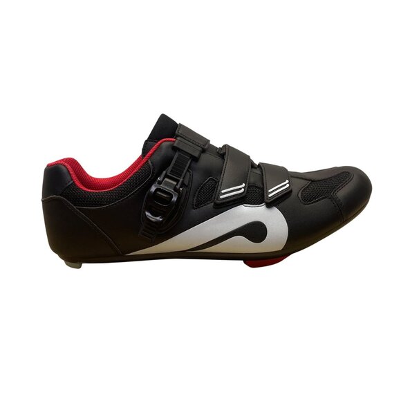 Peloton Black & Red Cycling Shoes With Adhesive & Buckle Closure Size M10.5/W12 - Picture 1 of 10